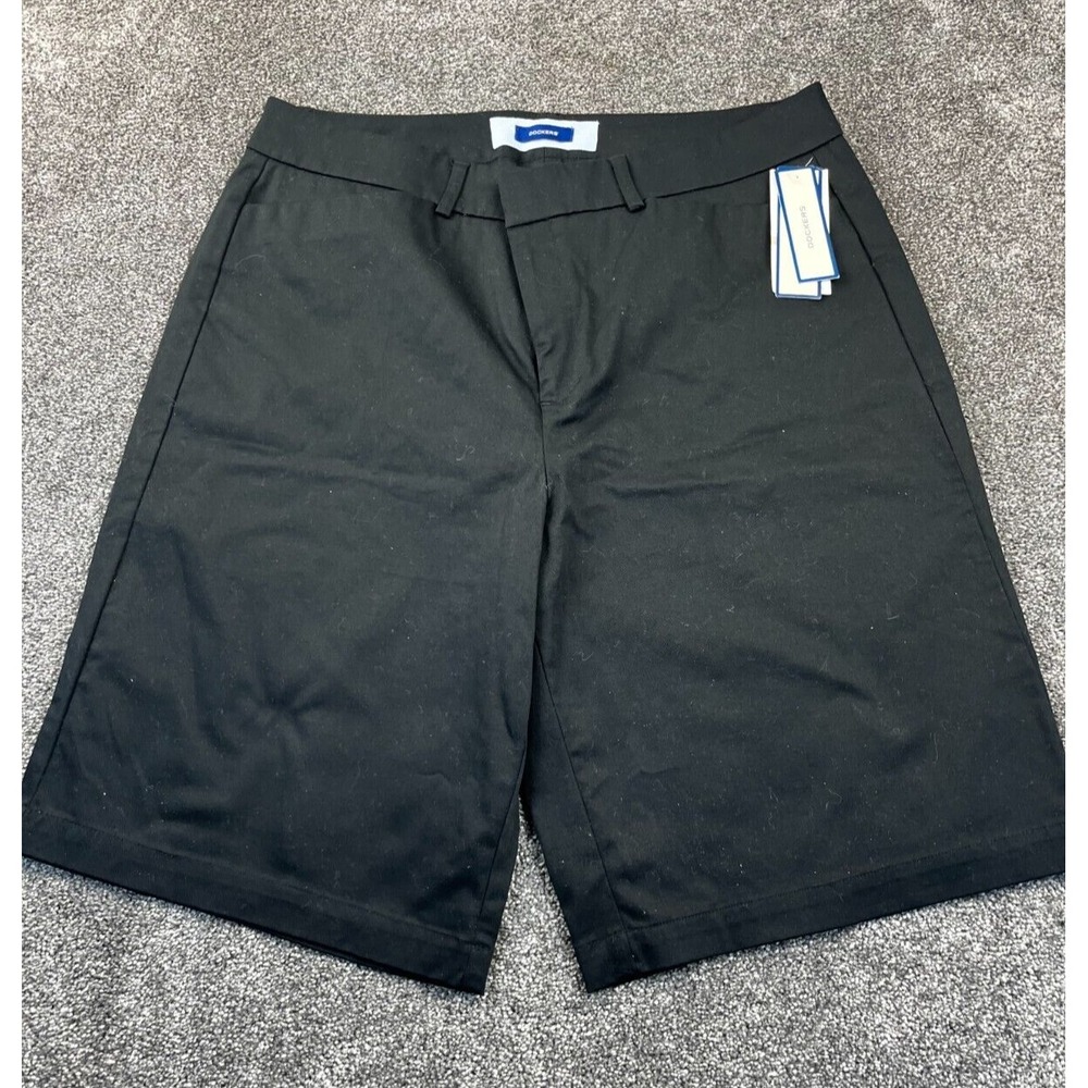 Dockers Short Mens 12 Perfect Classic Fit 11" Inseam Bermuda Belted Black NWT